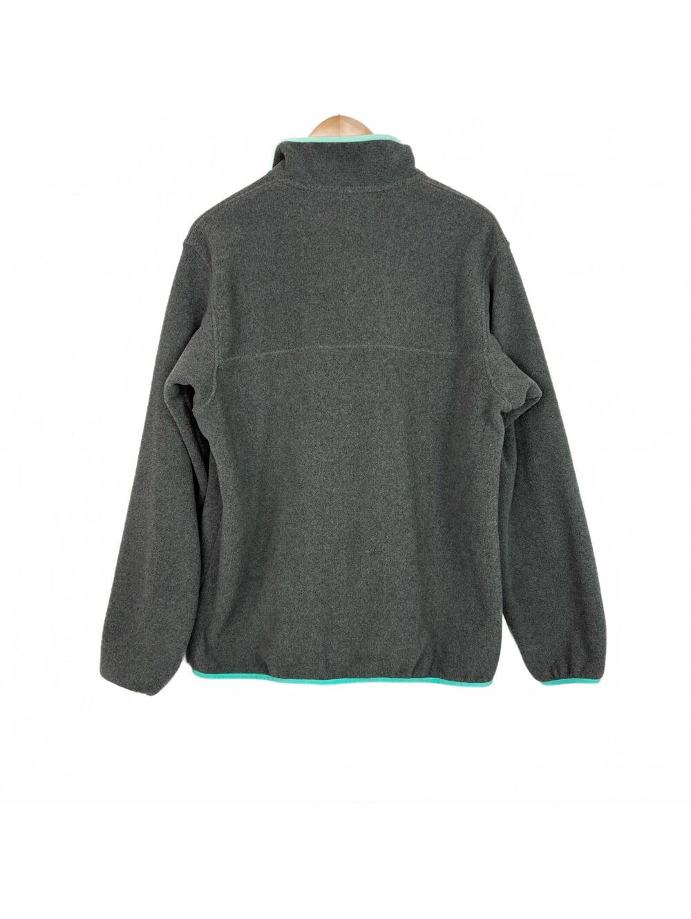 Patagonia Gray Fleece Pullover with Mint Green Trim and Pocket - Picture 2 of 5